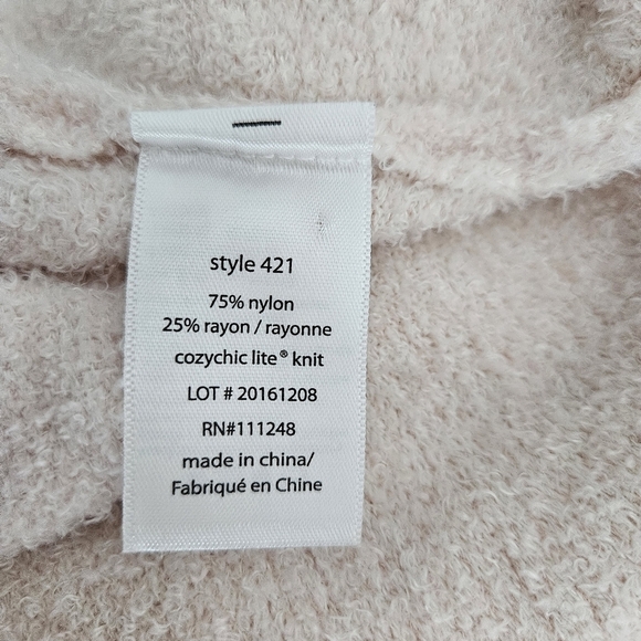 Barefoot Dreams Cozychic Lite Knit Sweater Cardigan Pink Long Sleeve Open Large - Picture 5 of 6